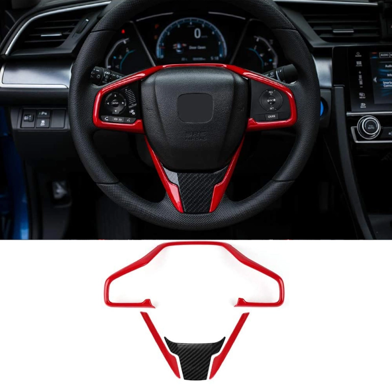 Car Steering Wheel Trims for Honda Civic 2020 2019 2018 2017 2016 Auto Interior Decoration Stickers