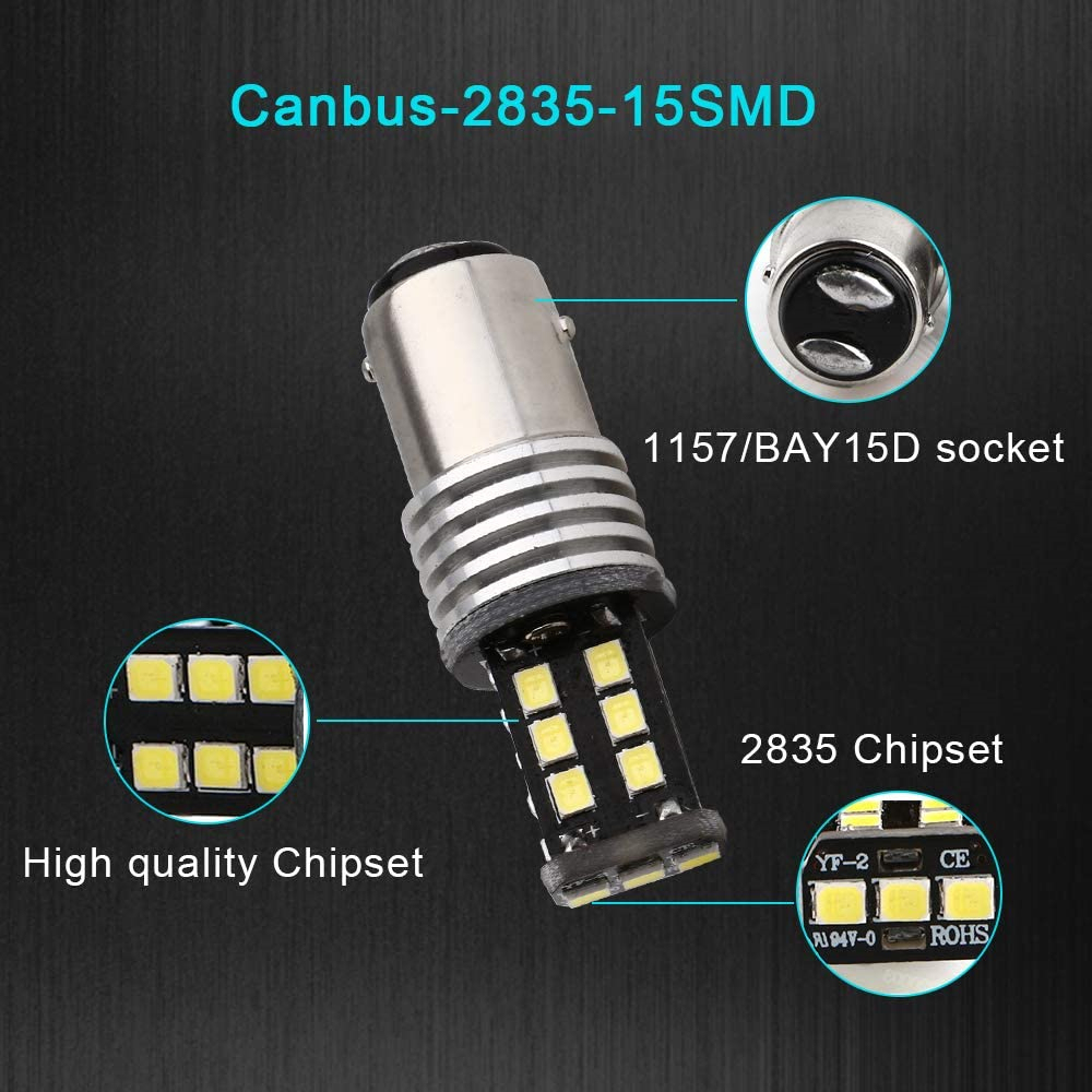 2x Canbus Error Free BA15S 1156 1141 7506 BAY15D 1157 2057 2357 7528 Reverse Backup Tail Brake Lights Turn Signal Parking Led Blubs 12V 24V