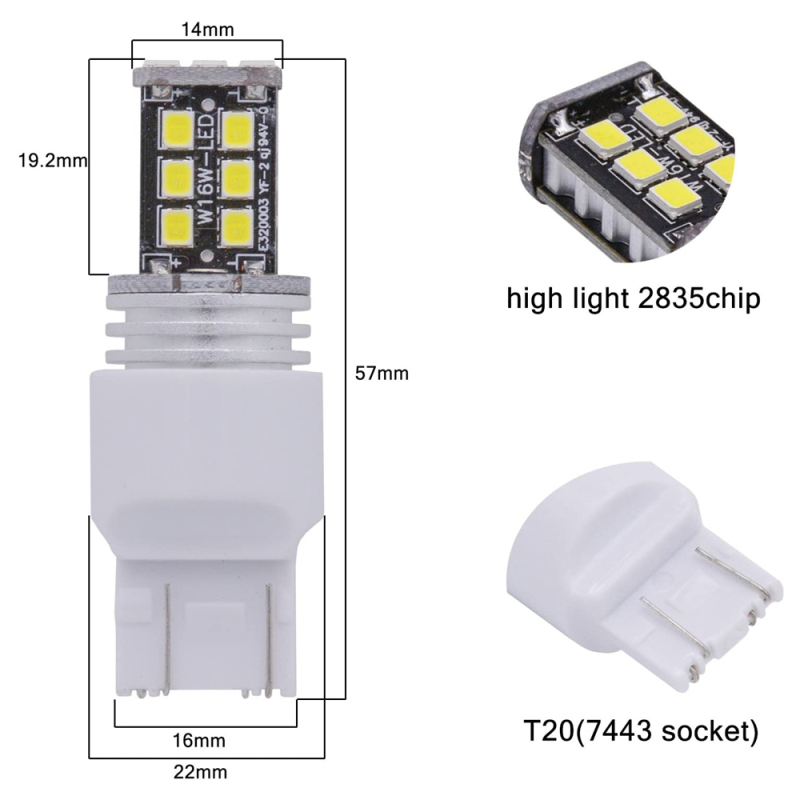 2x 7443 7444NA LED 7440 7440NA 7441 992 Backup Reverse Tail Brake Lights Parking LED Blubs