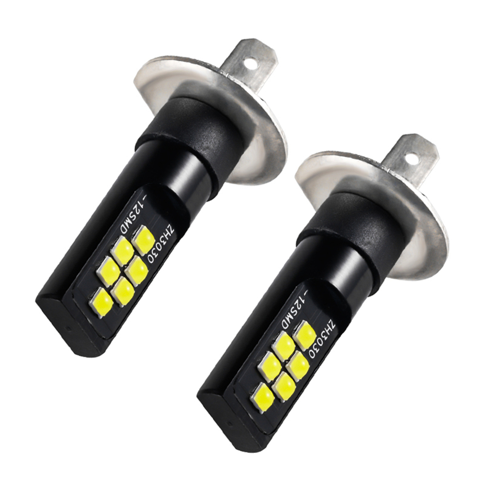 2x H1 Led Bulbs Day Time Running Lights 6000K White 3030 12SMD 1200Lm Car Lamp Fog Light