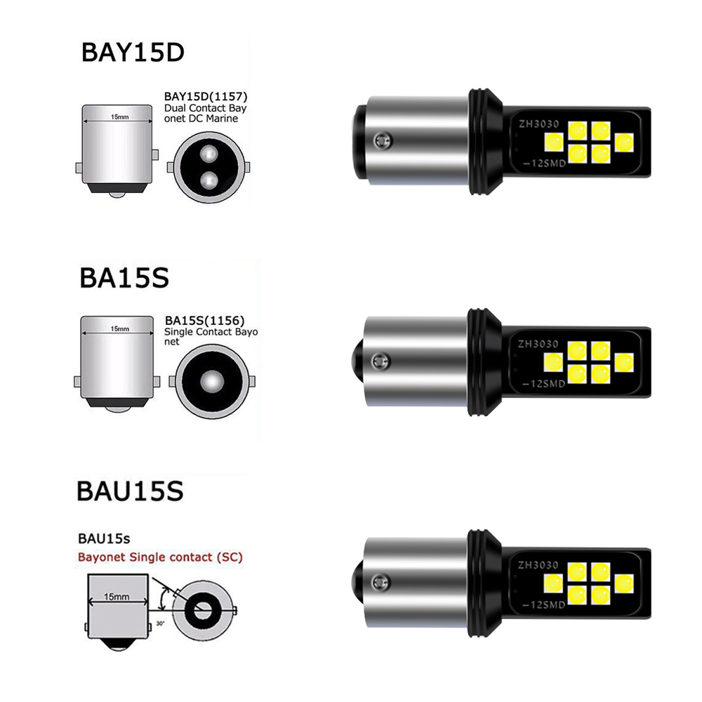 2x T20 7440 7443 LED Bulbs CanBus 1156 BA15S  1157 Bay15d Lamp for Turn Signal Tail Light
