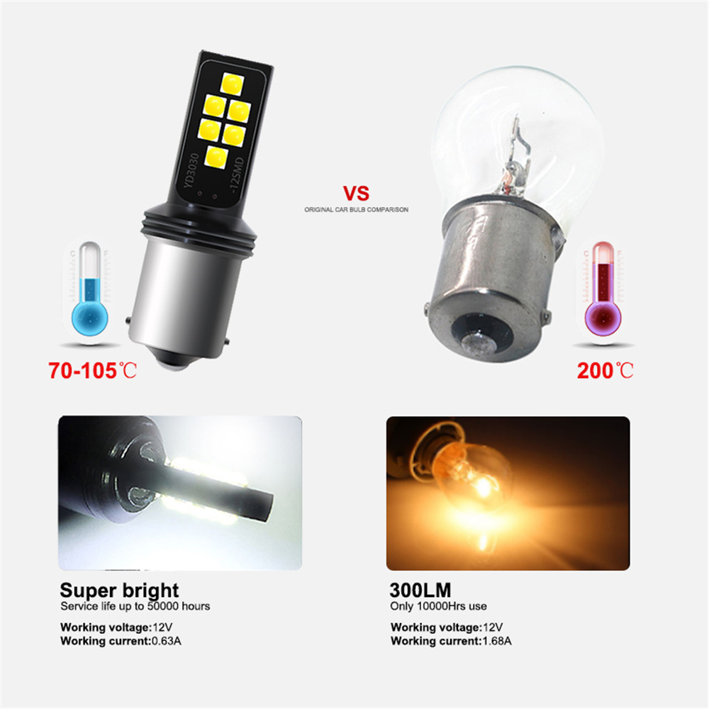 2x T20 7440 7443 LED Bulbs CanBus 1156 BA15S  1157 Bay15d Lamp for Turn Signal Tail Light