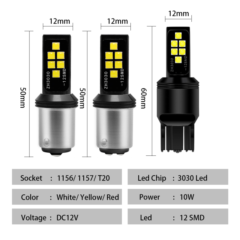 2x T20 7440 7443 LED Bulbs CanBus 1156 BA15S  1157 Bay15d Lamp for Turn Signal Tail Light