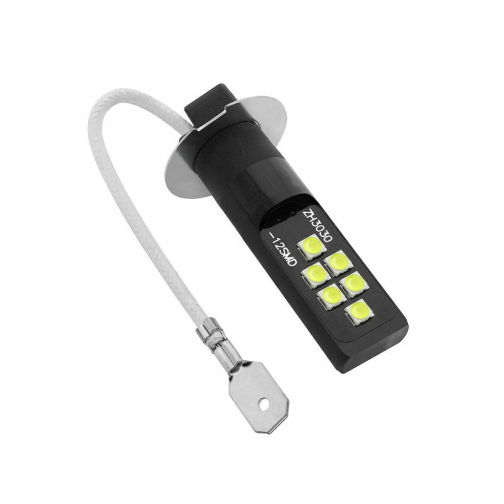 2x H3 Led Bulbs Day Time Running Lights 6000K White 3030 12SMD 1200Lm Car Lamp Fog Light