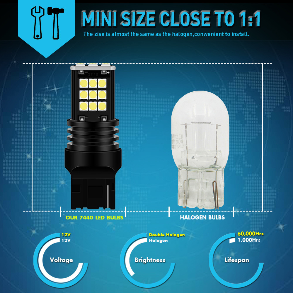 2x 1200LM Car 1157 BAY15D 1156 BA15S T15 T20 7440 7443 LED Bulbs Turn Backup Tail Signal Light