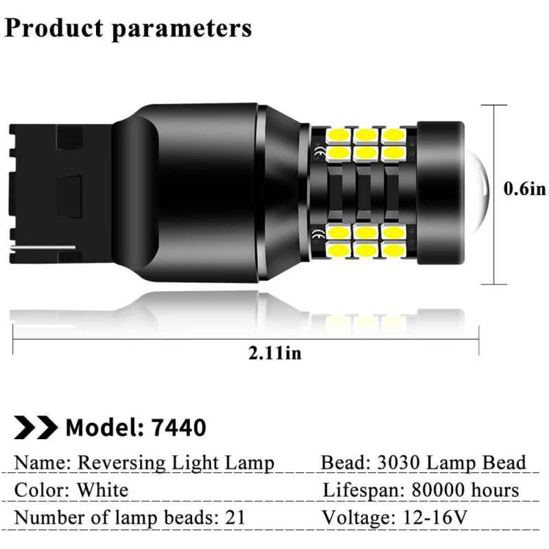 2x 1156 BA15S 1157 BAY15D Car LED Reverse Backup T20 7443 7440 LEDs Brake Tail Stop Lights
