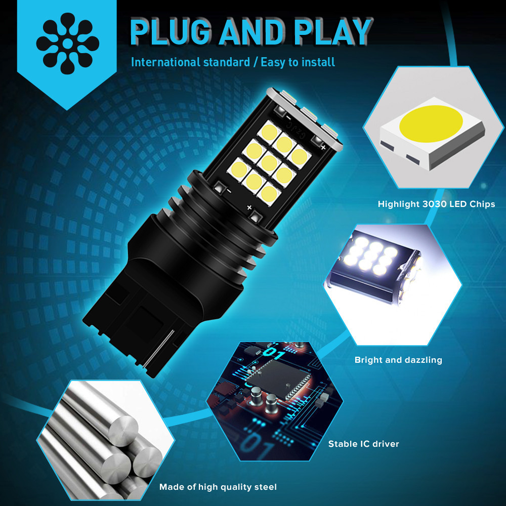2x 1200LM Car 1157 BAY15D 1156 BA15S T15 T20 7440 7443 LED Bulbs Turn Backup Tail Signal Light