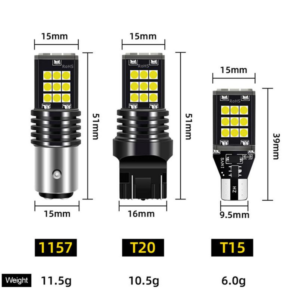 2x 1200LM Car 1157 BAY15D 1156 BA15S T15 T20 7440 7443 LED Bulbs Turn Backup Tail Signal Light