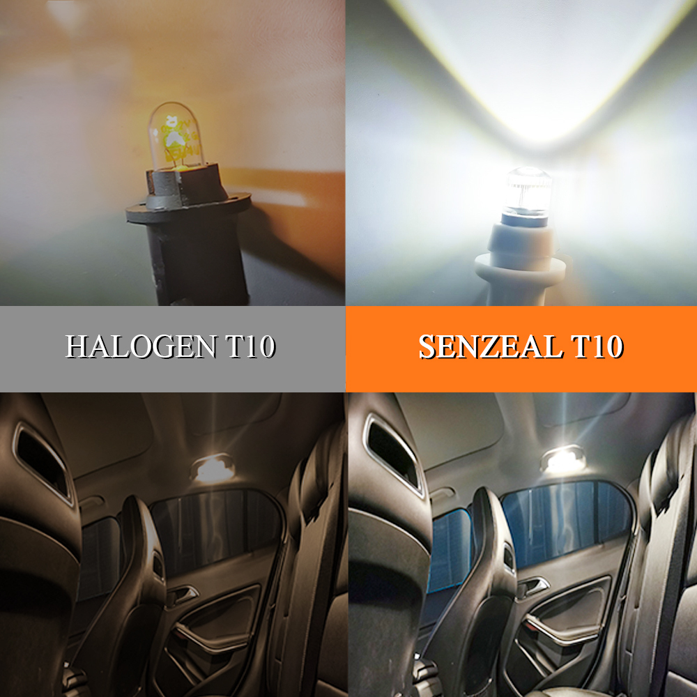 SENZEAL T10 194 LED Lights Bulbs CANBUS Error Free 3030 3-SMD 2825 W5W Light Bulb 180 LM 6000K White for License Plate Dome Map Door Dash Trunk Lights