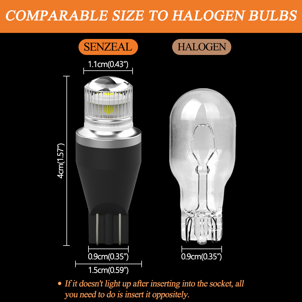 SENZEAL T15 W16W 921 LED Bulb Reverse Backup Lights CANBUS Error Free 3030 SMD 906 912 Light Bulbs 180LM 6000K White (Pack of 2)