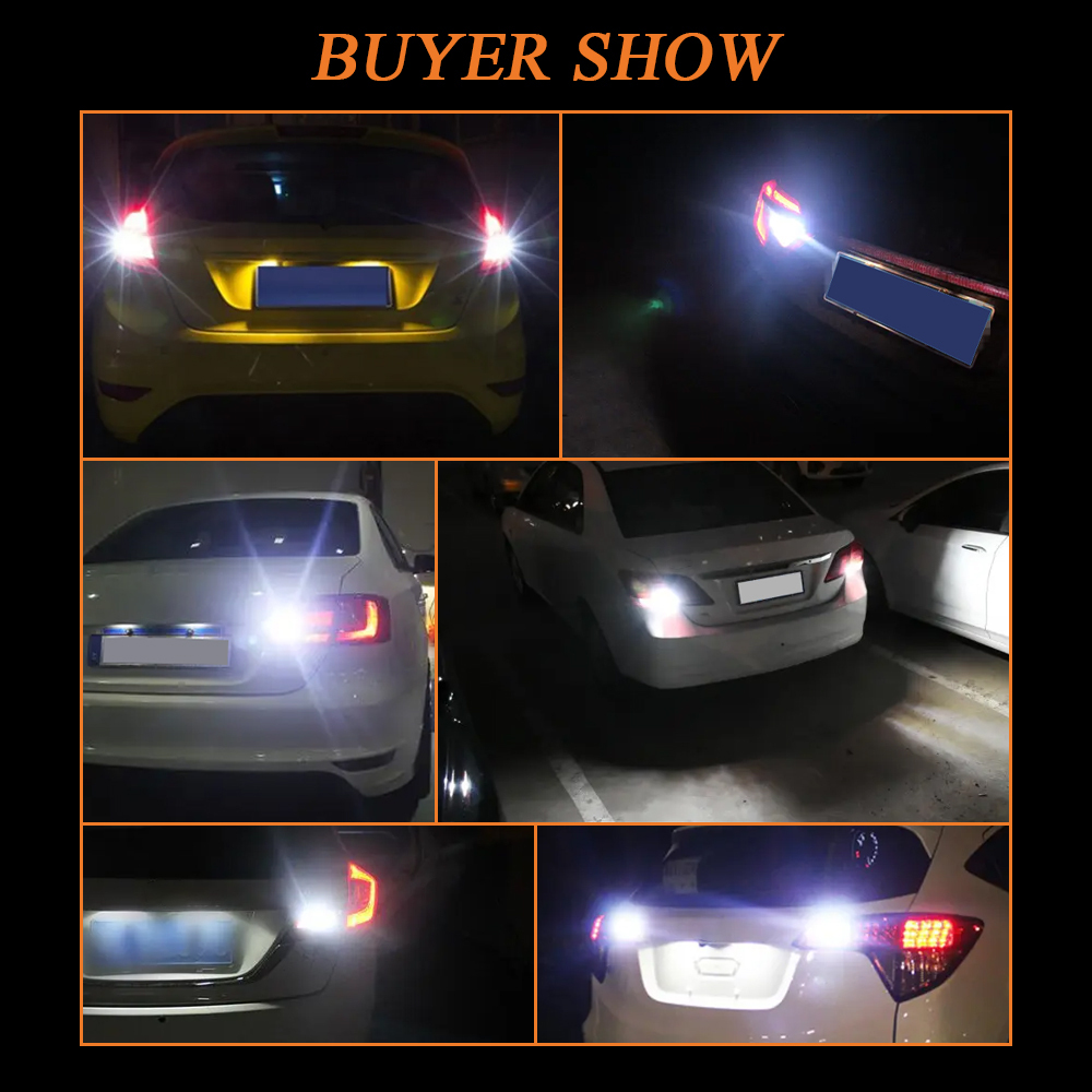 SENZEAL T15 W16W 921 LED Bulb Reverse Backup Lights CANBUS Error Free 3030 SMD 906 912 Light Bulbs 180LM 6000K White (Pack of 2)