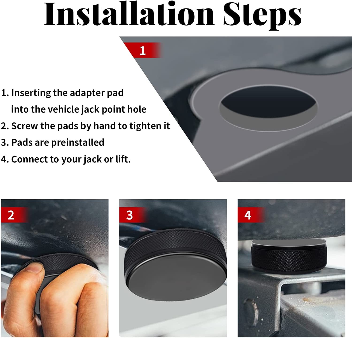 Lifting Jack Pad for Tesla Model 3/S/X/Y, 4 Pucks with a Storage Case