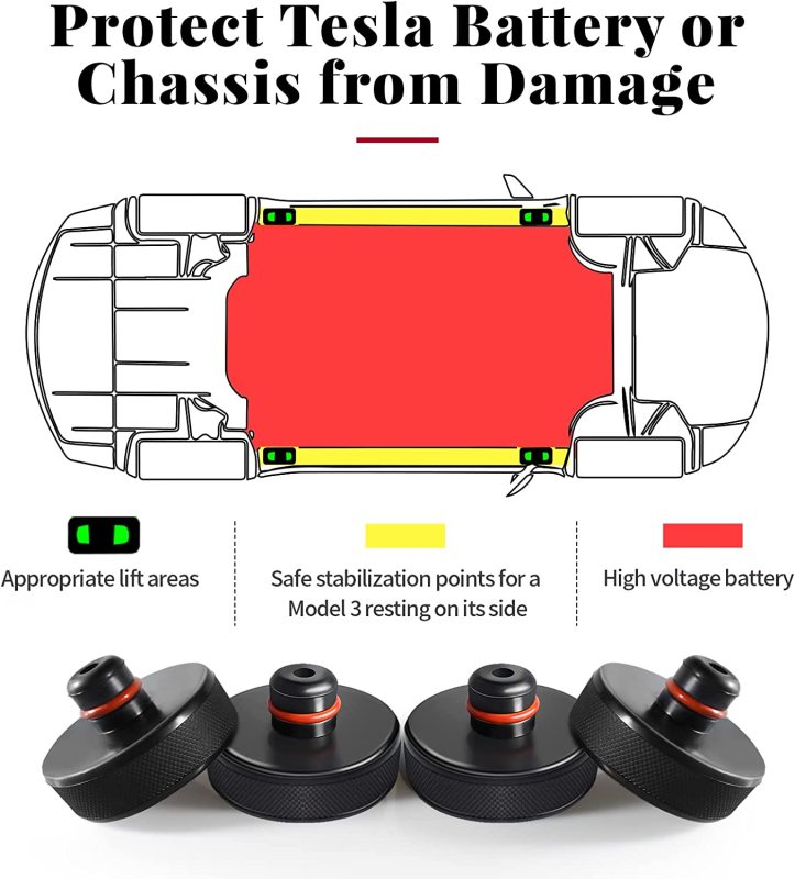 Lifting Jack Pad for Tesla Model 3/S/X/Y, 4 Pucks with a Storage Case