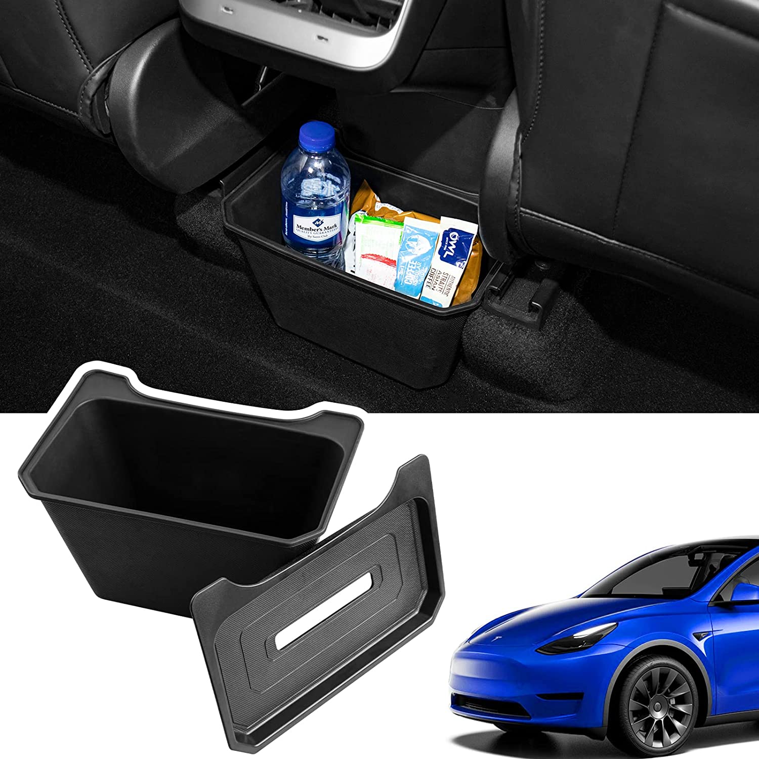 REEVAA Upgraded Tesla Model Y Rear Center Console Organzer, Trash Can