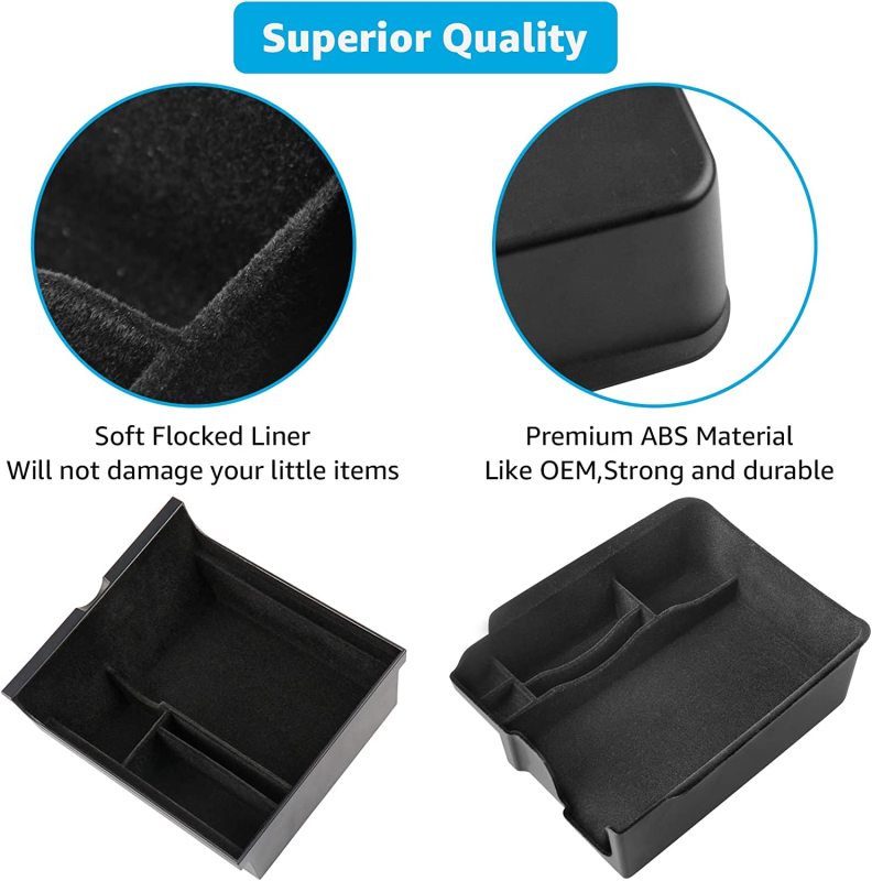 2022 Upgraded 3PCS Model 3 Model Y Flocked Center Console Organizer Tray Hidden Armrest Storage Box for 2022 2021 Tesla