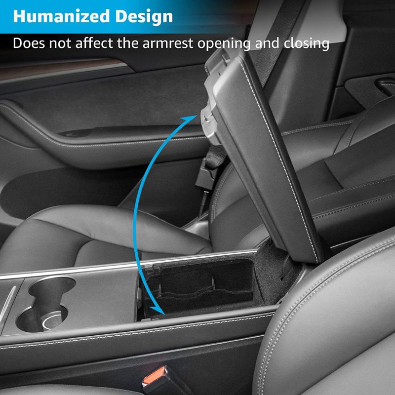 2022 Upgraded 3PCS Model 3 Model Y Flocked Center Console Organizer Tray Hidden Armrest Storage Box for 2022 2021 Tesla