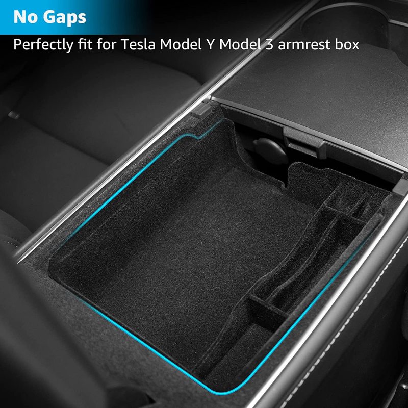 2022 Upgraded 3PCS Model 3 Model Y Flocked Center Console Organizer Tray Hidden Armrest Storage Box for 2022 2021 Tesla