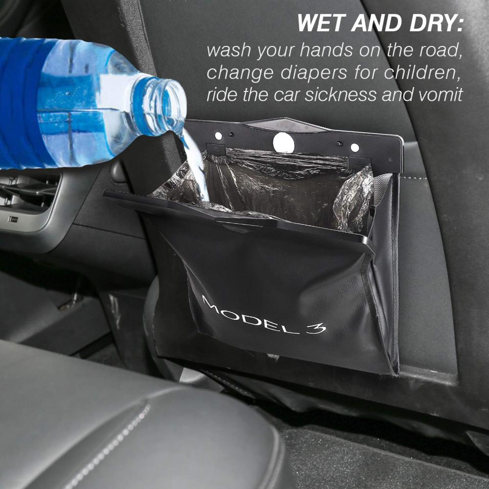 Tesla Model 3 Trash Can Garbage Bag Hanging Magnetic Buckle Waterproof with LED Light 2016-2022