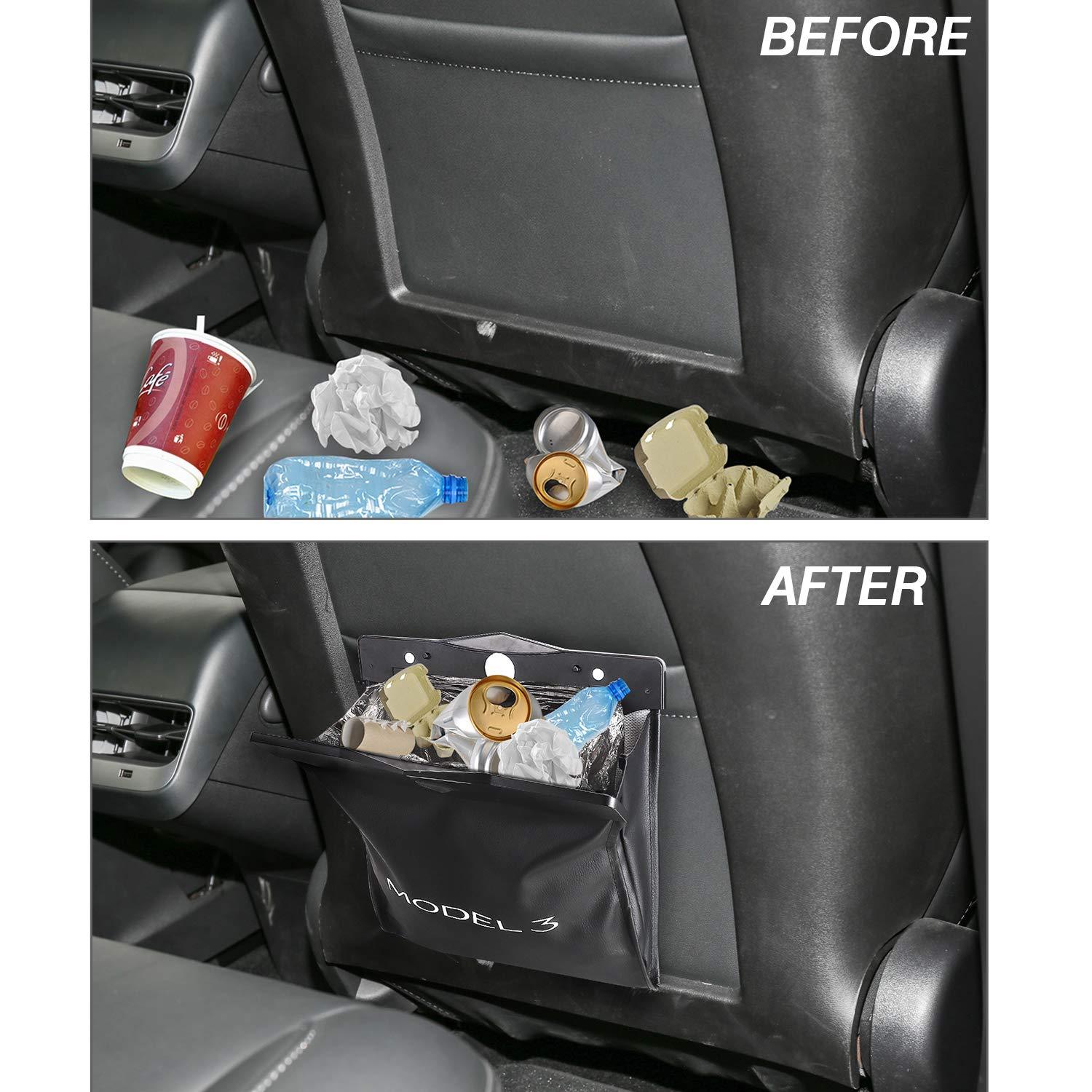 Tesla Model 3 Trash Can Garbage Bag Hanging Magnetic Buckle Waterproof with LED Light 2016-2022