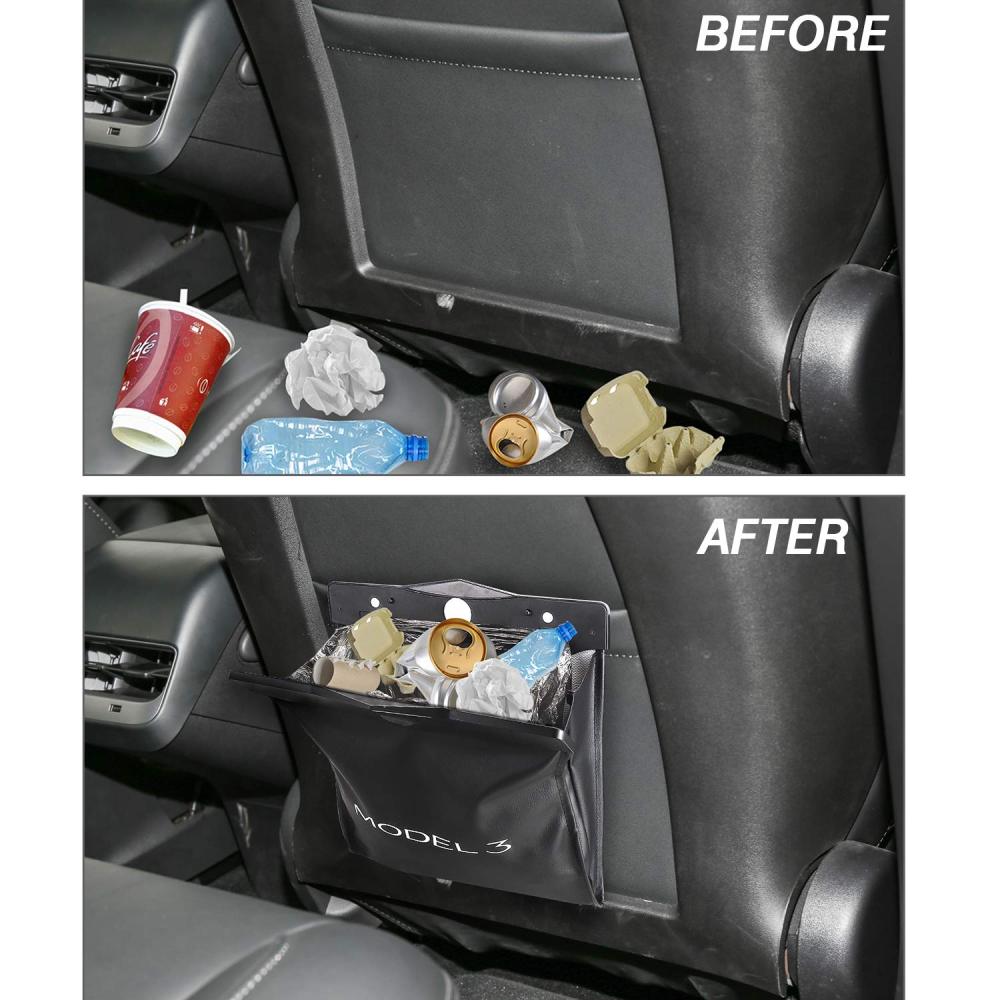 Tesla Model 3 Trash Can Garbage Bag Hanging Magnetic Buckle Waterproof with LED Light 2016-2022