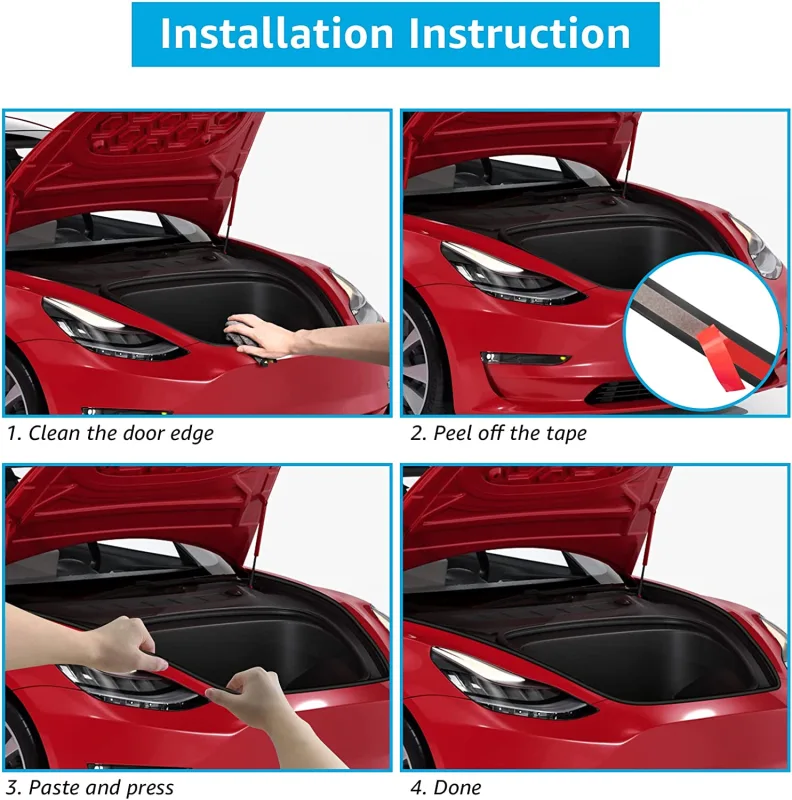 Model 3 Car Door Seal Kit Soundproof Rubber Weather Strip Draft Wind Noise Reduction Kit Model 3 Accessories 2016-2022