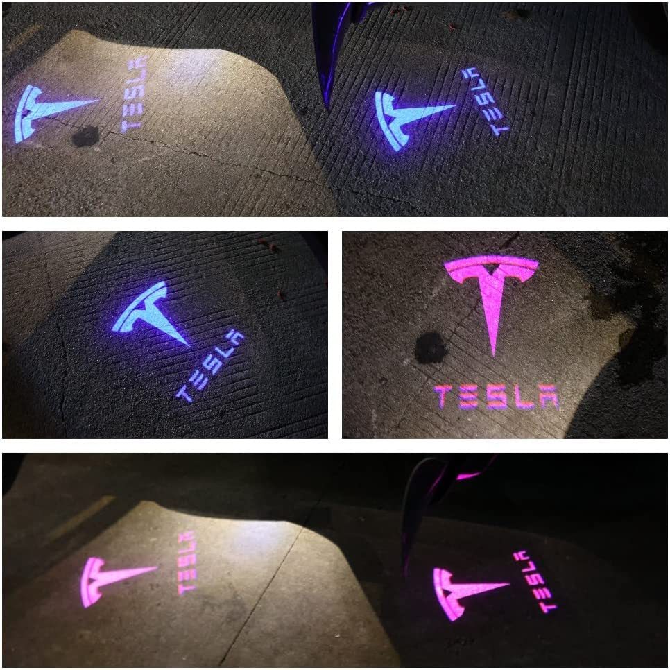 2016-2022 Tesla Model Y Model 3 Model S, 2016-2021 Model X Integration Ultra-Brights Step Led Puddle Door Lights Never Fade with Extension Cord, Pack