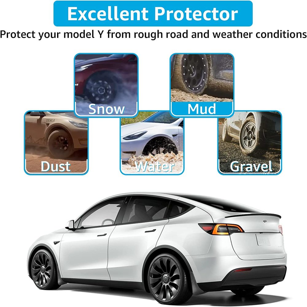 Tesla Model Y Mud Flaps Splash Guards No Drilling Required (Set of Four) 2022 Upgraded