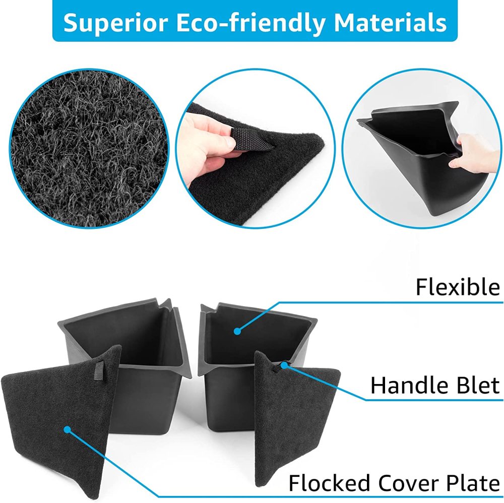 5 Seater Tesla Model Y Rear Trunk Organizer Side Storage Box with Lid Reinforced Handle for Model Y Interior Accessories Black 2022 2021 2020