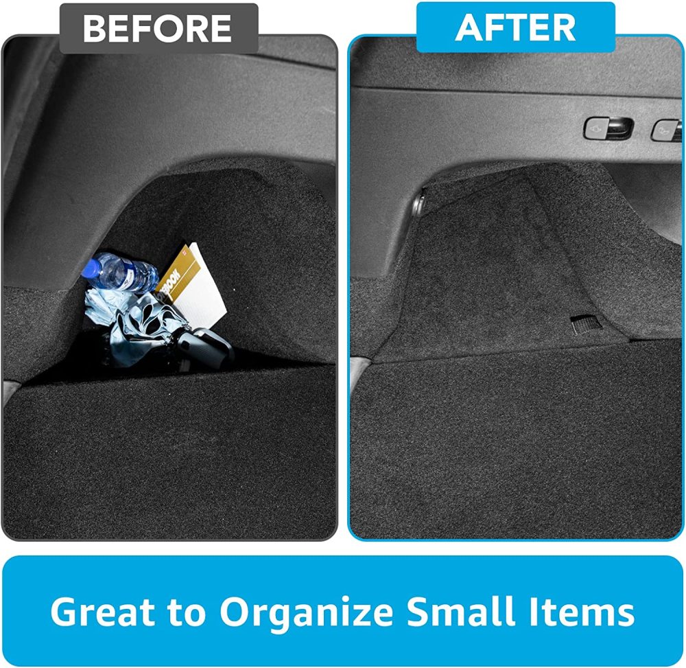 5 Seater Tesla Model Y Rear Trunk Organizer Side Storage Box with Lid Reinforced Handle for Model Y Interior Accessories Black 2022 2021 2020