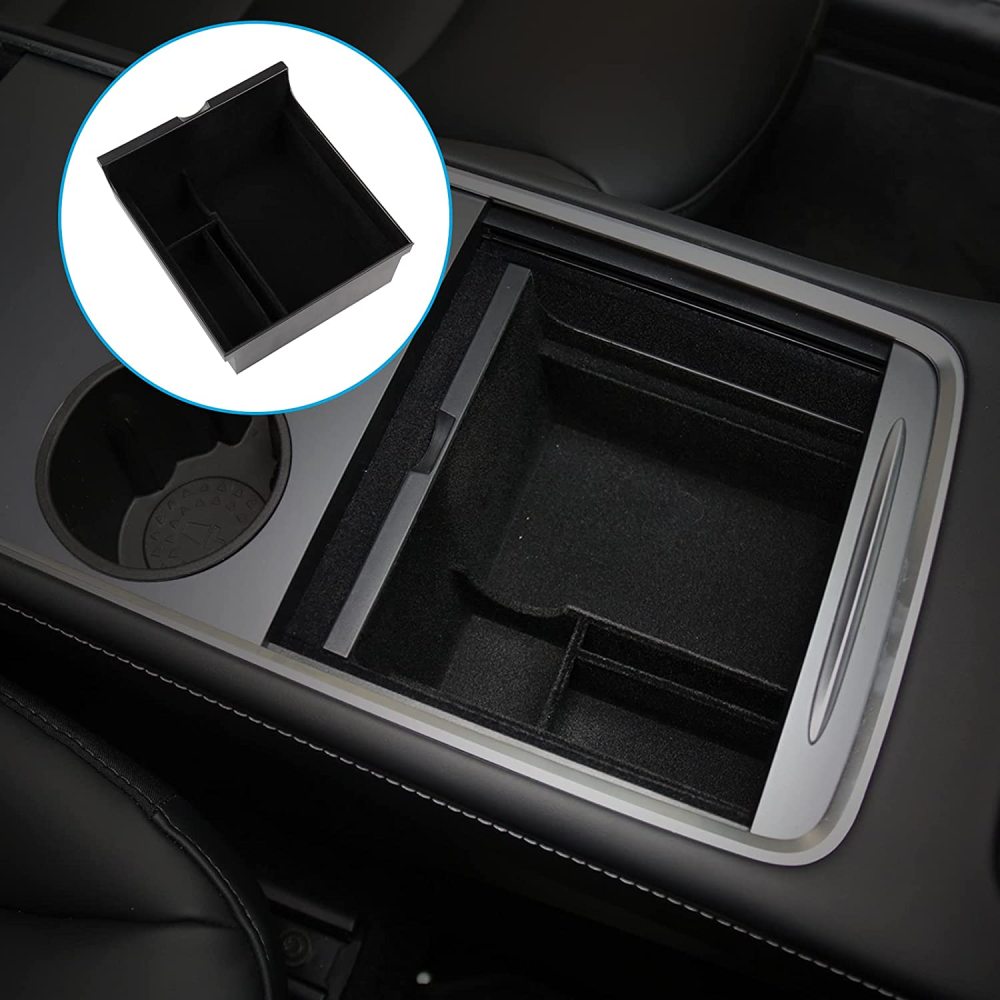 2022 Upgraded Model 3 Model Y Flocked Center Console Organizer Tray Hidden Cubby Drawer Armrest Storage Box for 2022 2021 Tesla