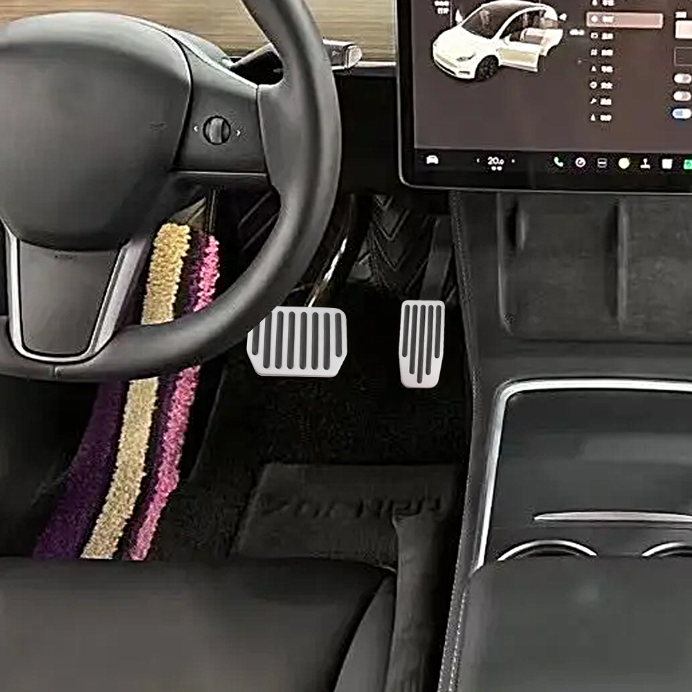 SENZEAL Pedal Covers for Tesla Model 3 Model Y Aluminum Alloy Non-Slip