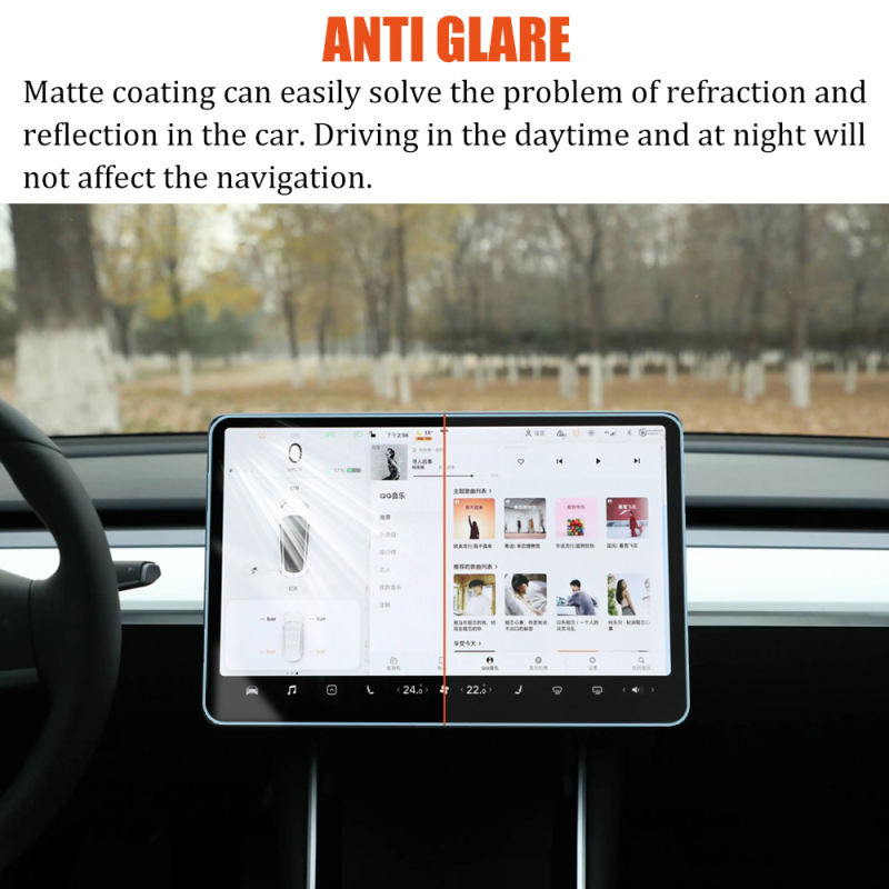 SENZEAL Matte Screen Protector for Tesla Model 3 Model Y Tempered Glass Navigation Touch Screen Protector Accessories 9H Anti-Fingerprint Anti-Impact Anti-Glare