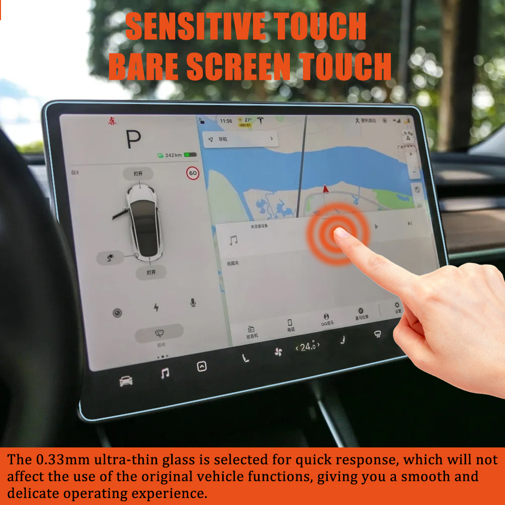SENZEAL Matte Screen Protector for Tesla Model 3 Model Y Tempered Glass Navigation Touch Screen Protector Accessories 9H Anti-Fingerprint Anti-Impact Anti-Glare