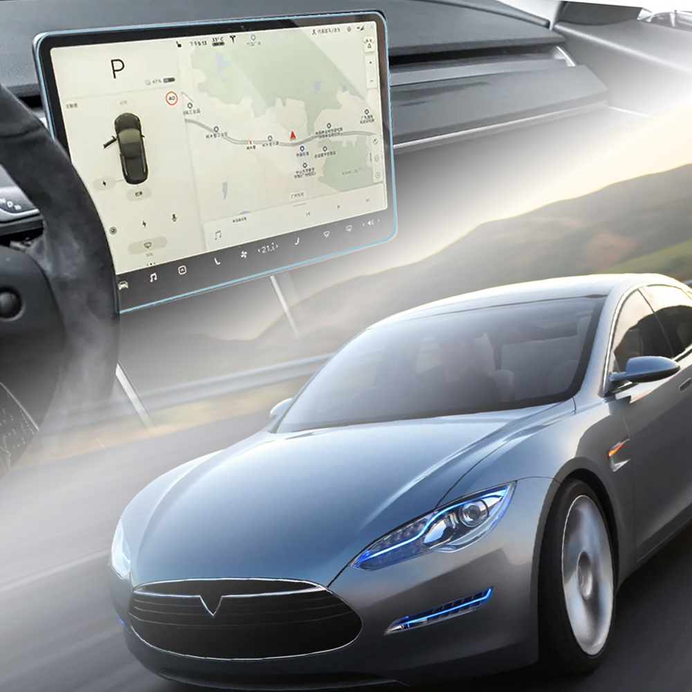 SENZEAL Matte Screen Protector for Tesla Model 3 Model Y Tempered Glass Navigation Touch Screen Protector Accessories 9H Anti-Fingerprint Anti-Impact Anti-Glare
