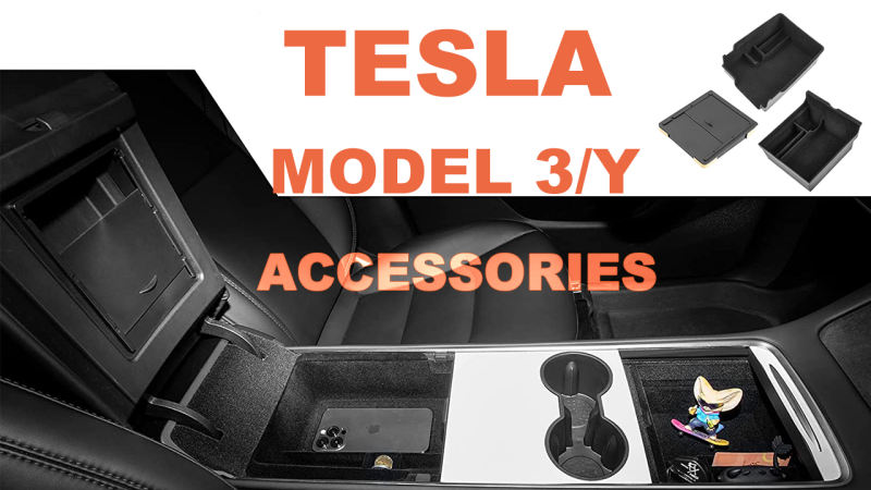 2022 Upgraded 3PCS Model 3 Model Y Flocked Center Console Organizer Tray Hidden Armrest Storage Box for 2023 2022 2021 Tesla