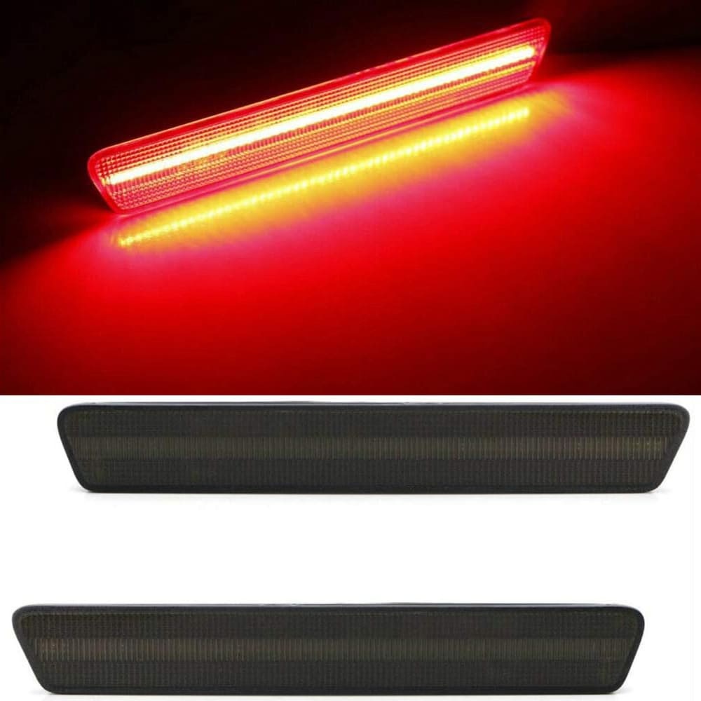 Led Rear Side Marker Lights for 1999-2004 Ford Mustang Rear Bumper Led Side Marker Lamp Smoked/Red Lens