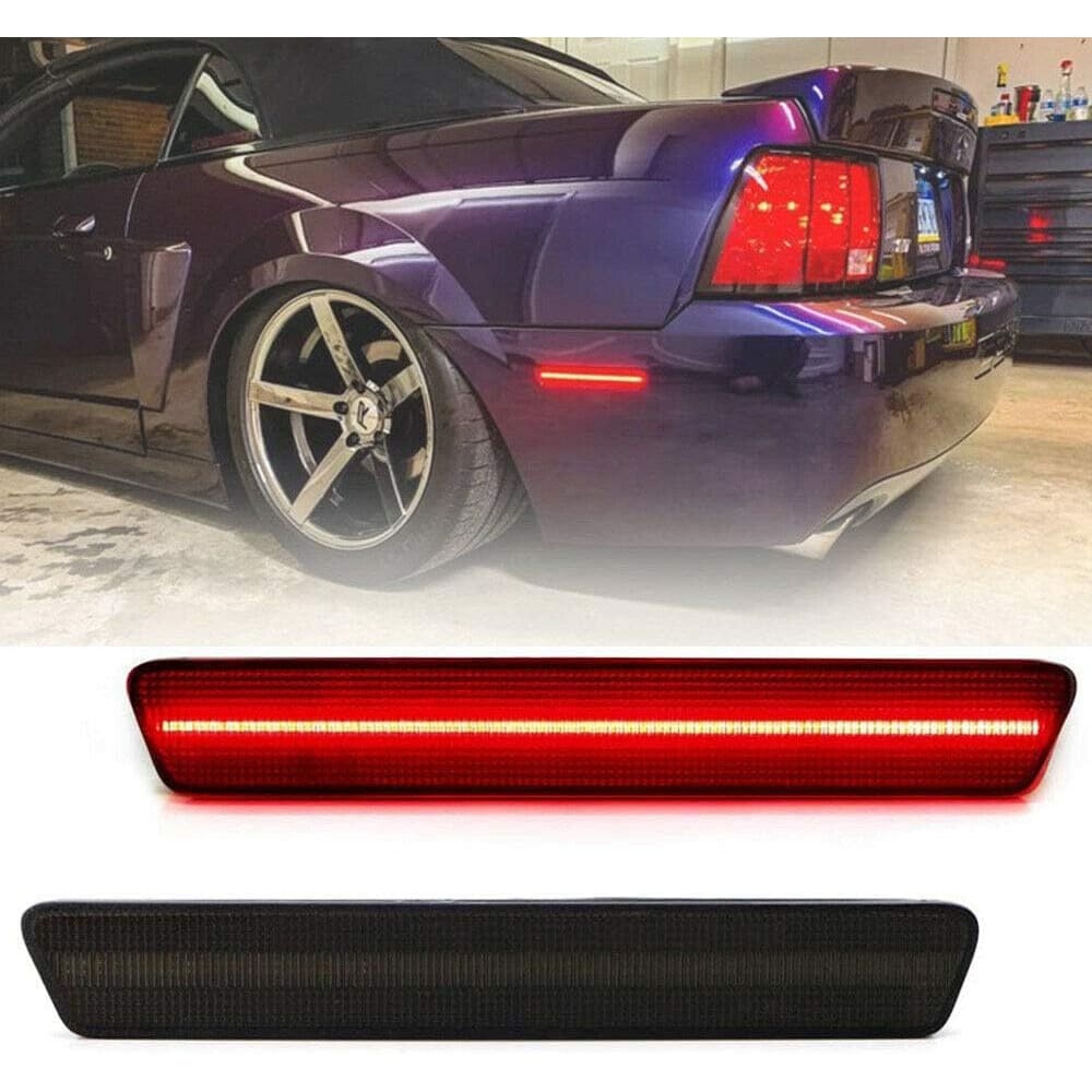 Led Rear Side Marker Lights for 1999-2004 Ford Mustang Rear Bumper Led Side Marker Lamp Smoked/Red Lens