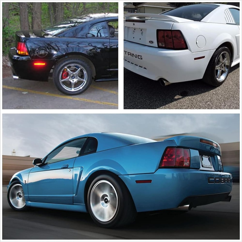 Led Rear Side Marker Lights for 1999-2004 Ford Mustang Rear Bumper Led Side Marker Lamp Smoked/Red Lens