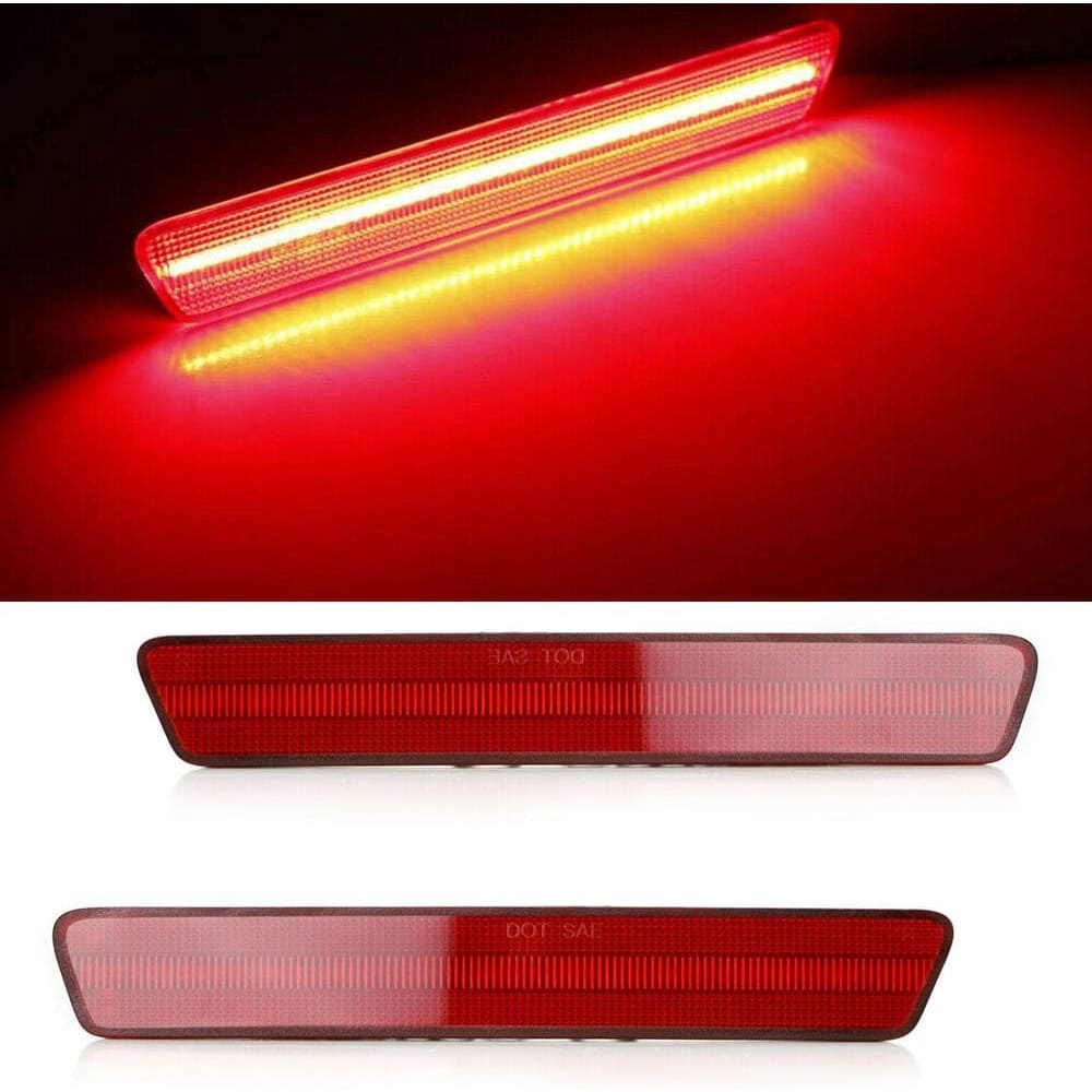 Led Rear Side Marker Lights for 1999-2004 Ford Mustang Rear Bumper Led Side Marker Lamp Smoked/Red Lens