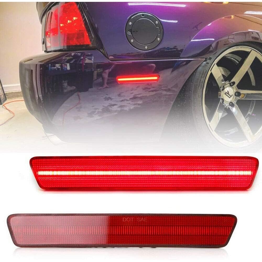 Led Rear Side Marker Lights for 1999-2004 Ford Mustang Rear Bumper Led Side Marker Lamp Smoked/Red Lens