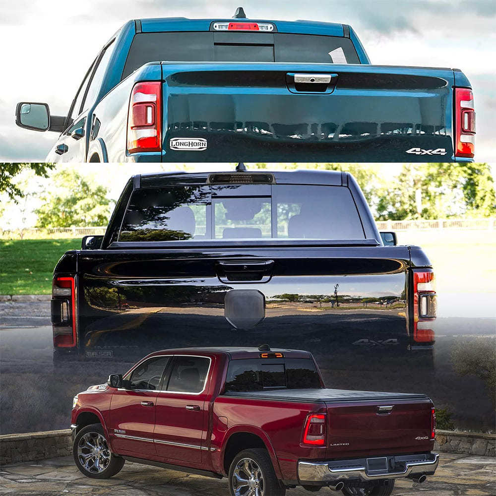 Led Third Brake Light Replacement for 2019 2020 2021 2022 2023 RAM 1500 Pickup Trucks Red LED 3rd Brake Center High Mount Stop Lamp White Cab Cargo Light Smoked Lens Truck Bed CHMSL