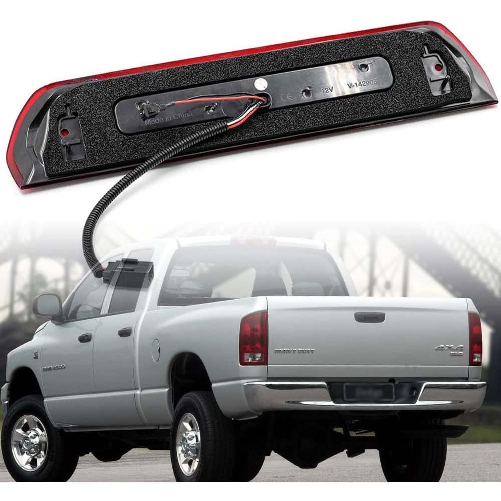 Led Third Brake Lights Replacement for 2002-2009 Dodge RAM 1500 2500 3500 Red LED Strobe 3rd Brake Light White Reverse Cargo Lights Kit Smoke/Clear Lens