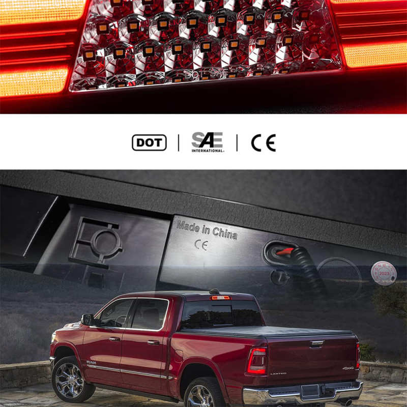 Led Third Brake Light Replacement for 2019 2020 2021 2022 2023 RAM 1500 Pickup Trucks Red LED 3rd Brake Center High Mount Stop Lamp White Cab Cargo Light Smoked Lens Truck Bed CHMSL