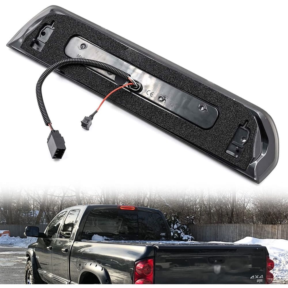 Led Third Brake Lights Replacement for 2002-2009 Dodge RAM 1500 2500 3500 Red LED Strobe 3rd Brake Light White Reverse Cargo Lights Kit Smoke/Clear Lens