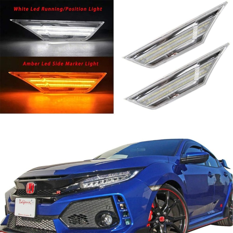 Led Side Marker Lights for Honda Civic 2016 2017 2018 2019 2020 2021 Sedan Coupe Hatchback Led Switchback Amber Side Marker Turn Signals White Led Running Light