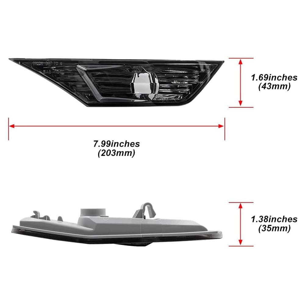 Front LED Side Marker Lights for Honda Civic 10th Gen 2016-2021 Coupe Hatchback with T10 Light Bulbs OEM#H02551127N Smoke/Clear Lens