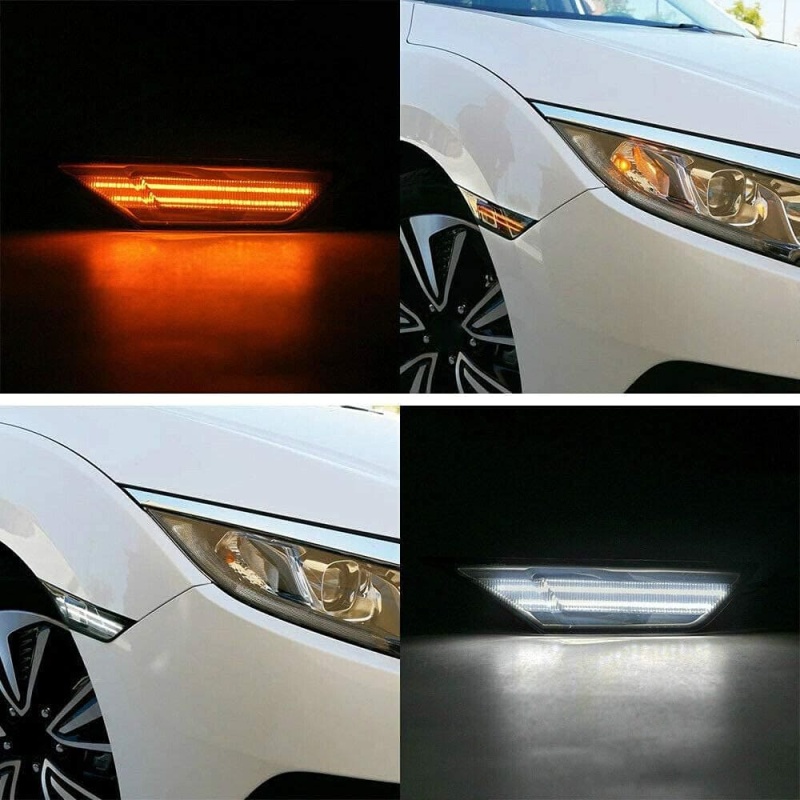 Led Side Marker Lights for Honda Civic 2016 2017 2018 2019 2020 2021 Sedan Coupe Hatchback Led Switchback Amber Side Marker Turn Signals White Led Running Light