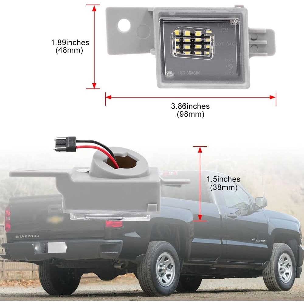 Led License Plate Light Bulb for 2014-2018 Chevy Silverado 1500 2500HD 3500HD GMC Sierra Xenon White 16 LED Number Plate Light 12V Canbus