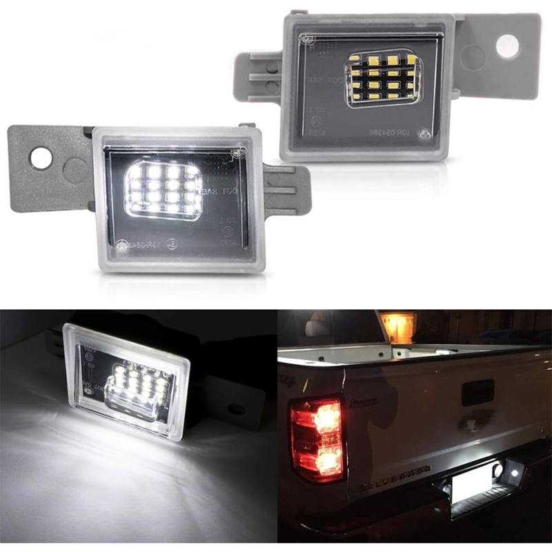 Led License Plate Light Bulb for 2014-2018 Chevy Silverado 1500 2500HD 3500HD GMC Sierra Xenon White 16 LED Number Plate Light 12V Canbus