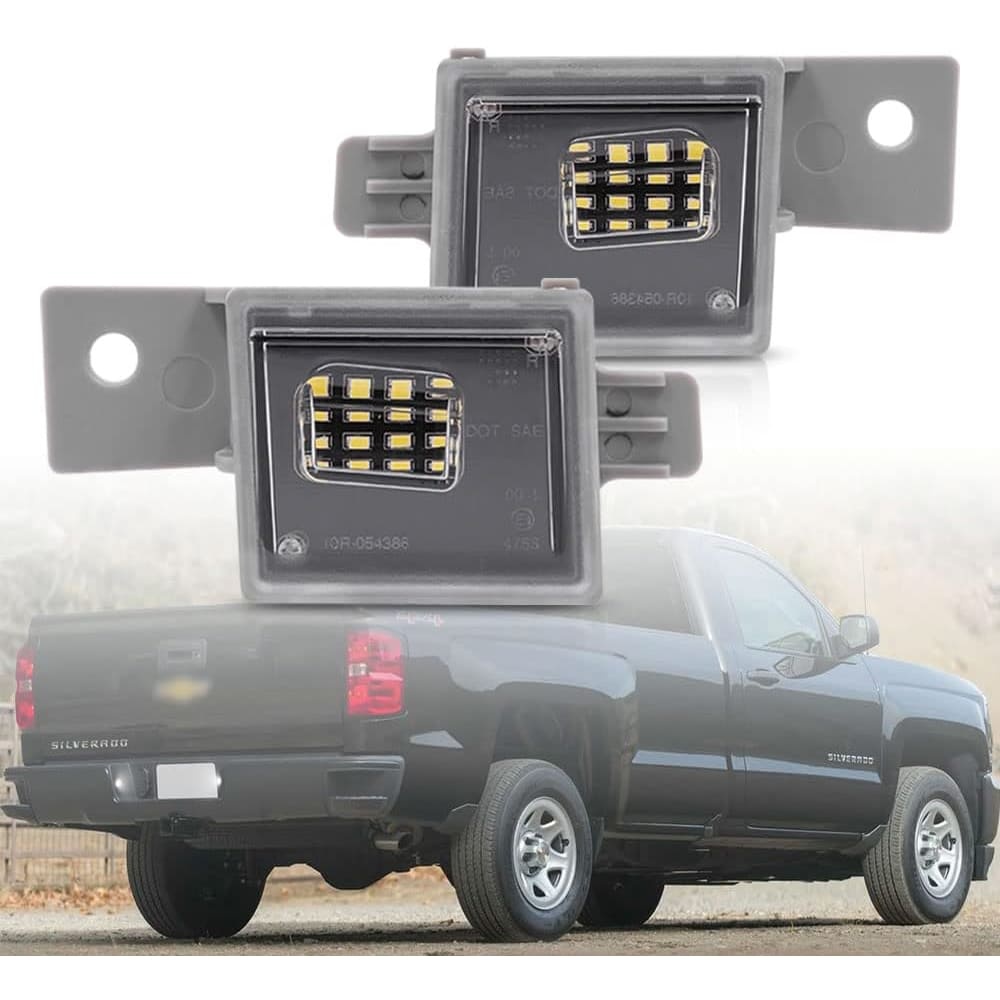 Led License Plate Light Bulb for 2014-2018 Chevy Silverado 1500 2500HD 3500HD GMC Sierra Xenon White 16 LED Number Plate Light 12V Canbus